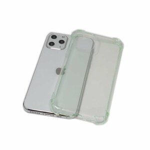 iPhone 11 ジャケット クリアタイプ 無地 光沢 TPU ソフト アイフォン アイホン ケース カバー クリアグリーン 透明/緑色
