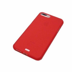 iPhone 8 Plus/7 Plus アイフォン アイホン プラス サラサラ肌触り TPU 非光沢 マット ケース カバー クリアレッド 透明/赤色