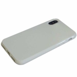iPhone XS Max ジャケット シンプル 無地 光沢 TPU ソフト アイフォン アイホン XS マックス ケース カバー ホワイト 白色
