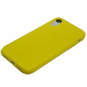 iPhone XR アイフォン XR アイホン XR ジャケット シンプル 無地 光沢 TPU ソフト ケース カバー イエロー 黄色
