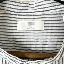 【UNIQLO】 ユニクロ バンドカラーシャツ 長袖 麻 リネン ストライプ メンズ 匿名配送 XL_画像2