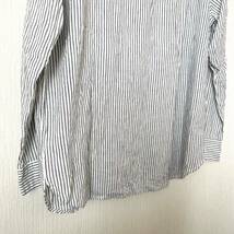 【UNIQLO】 ユニクロ バンドカラーシャツ 長袖 麻 リネン ストライプ メンズ 匿名配送 XL_画像8