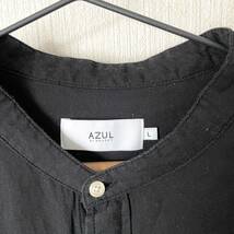 【AZUL BY MOUSSY】アズールバイマウジー バンドカラーシャツ 7分袖 ロック メンズ 匿名配送 黒 ブラック L_画像2