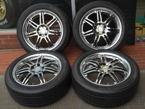 18in ワーク ヴァリアンツァ 18X7.5J PCD 114.3 5H +47 ダンロップ SPスポーツ 225/50R18 タイヤ付き中古セット オデッセイ エスティマ 等