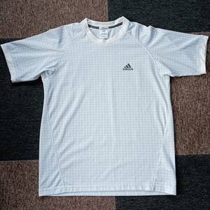 【美品中古】adidas/アディダス　Tシャツ　柄（白×グレー）メンズ　Lサイズ