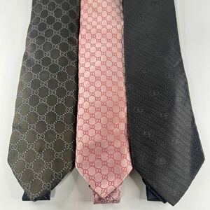 1 jpy ~ set sale GUCCI Gucci necktie 3 pcs set brand necktie summarize control 801