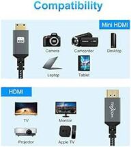 Twozoh Mini HDMI to HDMIケーブル 0.3M, 4K 60Hz UHD Mini-HDMIオス-HDMIオス_画像3