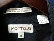 SALE アメリカ USA 古着 卸 ビンテージ 90'S MONTELLO 長袖 ノーカラー バンドカラー レーヨン ポリエステル 比翼 総 織 柄 シャツ / 152_画像4