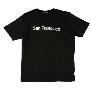 送料395円■CITYロゴプリント 半袖 Tシャツ B-黒/L コットン ロゴ Tシャツ アウトドア ユニセックス シンプル ロゴ ワンポイント