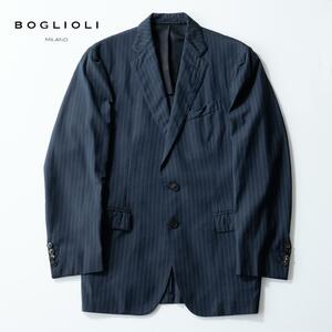 1円出品■BOGLIOLI ボリオリ テーラードジャケット ネイビー ストライプ 48(L) (RU-5)
