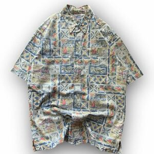 231001BRB91● 1990'S Reyn Spooner S/S Shirt ビンテージ vintage レインスプーナー アロハシャツ 総柄シャツ 総柄 半袖 ボタンダウン