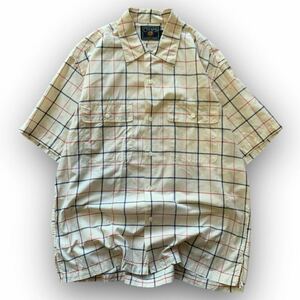240409MMM6● 1990'S CHAPS Open Collar Shirt ビンテージ vintage オープンカラーシャツ 半袖 チェック柄 シャツ 半袖シャツ (M) 