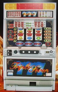 ◎ 4号機/レトロ SLOT　トリプルセブン　高砂電機　9-2【実機/パンフレット/チラシ】パチスロチラシ　現物画像　