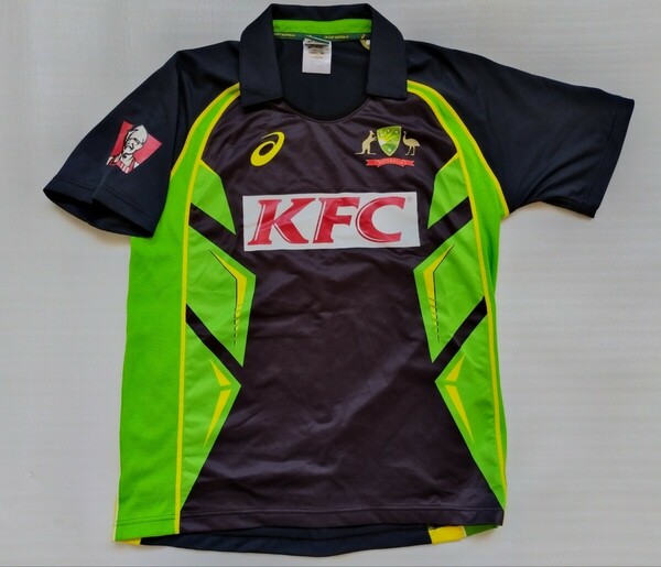 アシックス asics クリケット オーストラリア代表ユニフォーム ゲームシャツ サイズ M KFC ケンタッキーフライドチキン