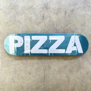 新品送料無料 PIZZA STENCIL LOGO DECK 8.25 inc ピザスケートボード ステンシル ロゴ デッキ 板 スケボー 水色 ブルー