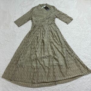 新品　LACE LADIES リーフモチーフハイネック ロングワンピース ドレス レース ワンピース 総柄 花柄