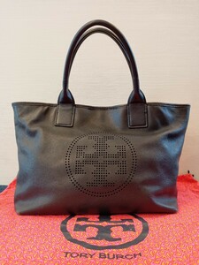 1円 1スタ Tory Burch トリーバーチ トート トートバッグ レザー 黒 