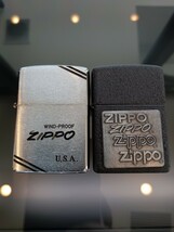 1円 1スタ ZIPPO ジッポー ライター 2個セットオイルライター イタリック 刻印 シルバー ブラック アンティーク ヴィンテージ_画像1