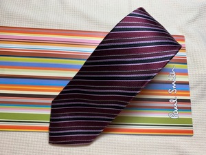 Paul Smith Paul Smith Made in Italy necktie red stripe pattern, lining dot silk 100