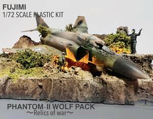 旧キット ミリタリーキット FUJIMI 1/72 F-4C/D ファントムⅡ ウルフパック ウェザリング塗装済み完成品 LED電飾ベース付き