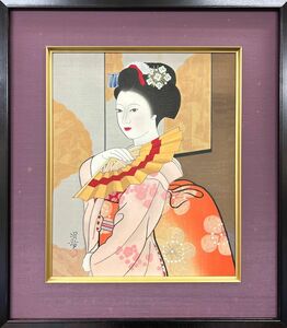 [FCP] genuine work guarantee Hashimoto Meiji limitation woodblock print 50.5x41.5cm [ Mai ] 1981 year work .. company issue Japan art . member day exhibition .... culture order 