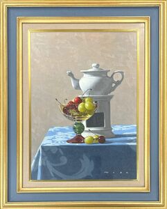 Art hand Auction [FCP] Guaranteed authentic, Tokuhito Ishitani oil painting No. 8 Cherries and Grapes [Physical Painting] Founded, Painting, Oil painting, Still life