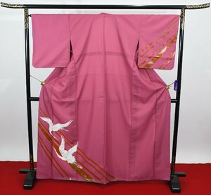 附下訪問着 披露宴 舞鶴 鶴 鳥 金彩 単衣 踊り 身丈154cm 裄丈66cm ★着物 パーティー t‐1797 桜庭呉服店