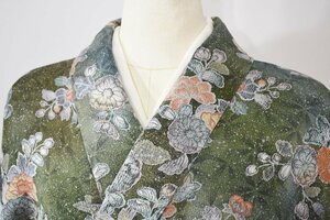 小紋 着物 袷 辻が花 縮緬 正絹 身丈150cm 裄丈61cm ★ kb-5779 桜庭呉服店