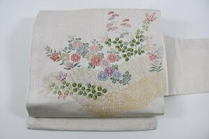 名古屋帯 秋草 花 帯丈362cm ★着物屋 ne-9615 桜庭呉服店