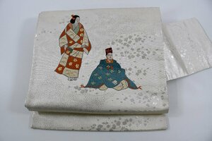 名古屋帯 人物文様 源氏物語 刺繍 帯丈350cm ★着物屋 ne-9775 桜庭呉服店