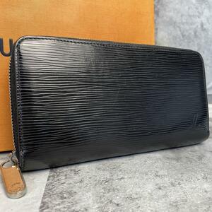 美品 ルイヴィトンLOUIS VUITTON 長財布 エピ ポルトフォイユ M61857 ジッピーウォレット ノワール ブラック 黒 メンズ レディース