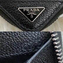 美品 プラダ PRADA オーガナイザー 三角プレート ロゴ シボ革 長財布 2ML317 トラベルケース メンズ 収納多数 大容量 ビジネス ブラック 黒_画像9