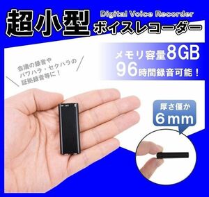 ボイスレコーダー 8GB 超小型 録音機 大容量 イヤホン付きICレコーダーMP3 USBメモリー 証拠 パワハラ セクハラ 対策