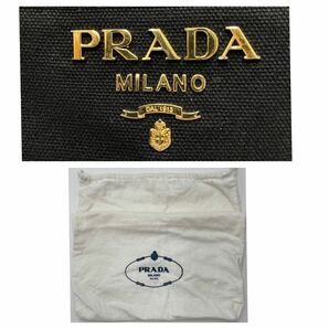 1円【高級】PRADA プラダ 2way ミニカナパ チェーン ショルダーバッグ ハンドバッグ ゴールド金具 キャンバス ブラック 黒色 レディースの画像10