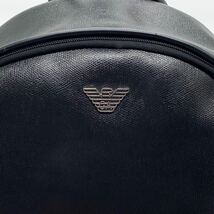 1円【良品】EMPORIO ARMANI エンポリオアルマーニ リュックサック バッグパック シルバー金具 オールレザー A4収納 メンズ ブラック 黒色_画像9