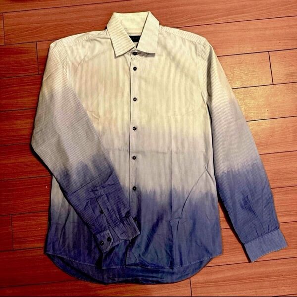 【ETRO】 エトロ グラデーションカラーシャツ 白×ブルーS 長袖シャツ