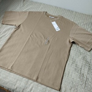 未使用 タグ付 ユニクロ UNIQLO エアリズム コットン オーバーサイズ Tシャツ 5分袖 xl メンズ beige●色size違い有●ネコポス 送料無料