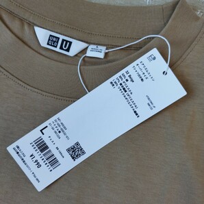 未使用 タグ付 ユニクロ UNIQLO エアリズム コットン オーバーサイズ Tシャツ 5分袖 L メンズ beige●色size違い有●ネコポス 送料無料の画像8