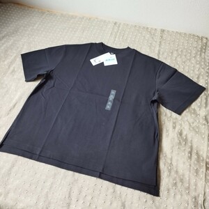 未使用 タグ付 ユニクロ UNIQLO エアリズム コットンT 黒 ゆったりシルエット XL 半袖 Tシャツ●色size違い有●ネコポス 送料無料