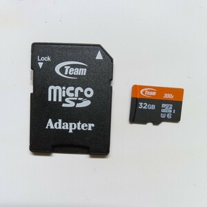 送料無料☆ SDアダプター付 microSD Team 32GB SDHCカード SDカードアダプタ付 micro SDHC 台湾製 中古 Adapter 