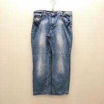 【FE106】ARMANI JEANS W34 色落ち加工 ジーンズ ジーパン デニムパンツ 裾再現仕上げ メンズブランド古着 アルマーニジーンズ 送料無料_画像2