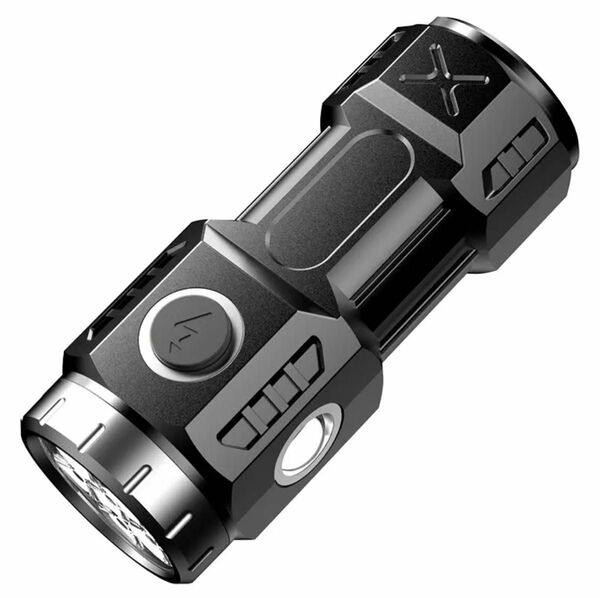 シルバー USB充電式 LEDハンディライト 超強力 防水仕様 強力マグネット クリップ付き 作業灯 