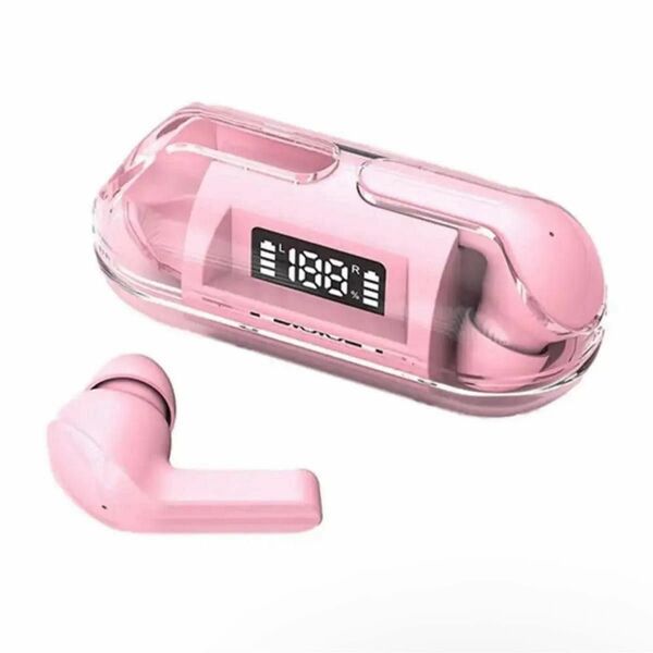 かわいいピンク色 スケルトン色 ワイヤレスイヤフォン Bluetooth5.3 HIFIサウンド 防水 USB タイプC充電