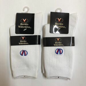 《2足セット》Benito Valentino ワンポイント白ソックス 靴下 22〜24cm ホワイト