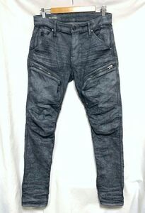 ★美品　G-STAR RAW ジースターロウ　AIR DEFENCE ZIP SKINNY　ジッパーデザイン ストレッチスキニーデニム グレー W32