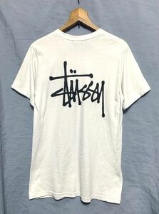 ☆美品　STUSSY ステューシー　ロゴプリント 丸胴クルーネックTシャツ ホワイト S 