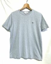 ★美品　LACOSTE ラコステ　ワニワッペン クルーネックTシャツ 日本製 霜降りグレー M_画像1