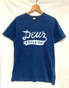 ★美品　DEUS EX MACHINA　デウスエクスマキナ　インディゴ染め ロゴプリントＴシャツ S