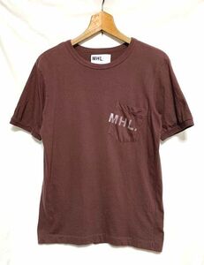 ★19SS 美品　MHL. マーガレットハウエル　ロゴプリント ポケットTシャツ 日本製 ブラウン M