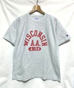 ★美品　Champion REVERSE WEAVE T-SHIRT チャンピオン　WISCONSIN カレッジプリント クルーネックTシャツ アイボリー M